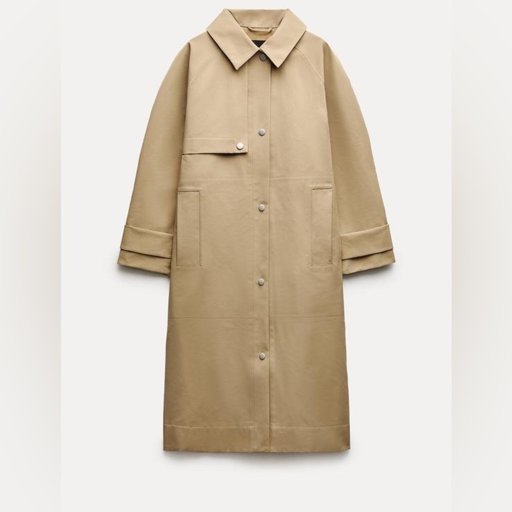 NWOT Zara shirt style straight cut gabardine trench ZW Collection
